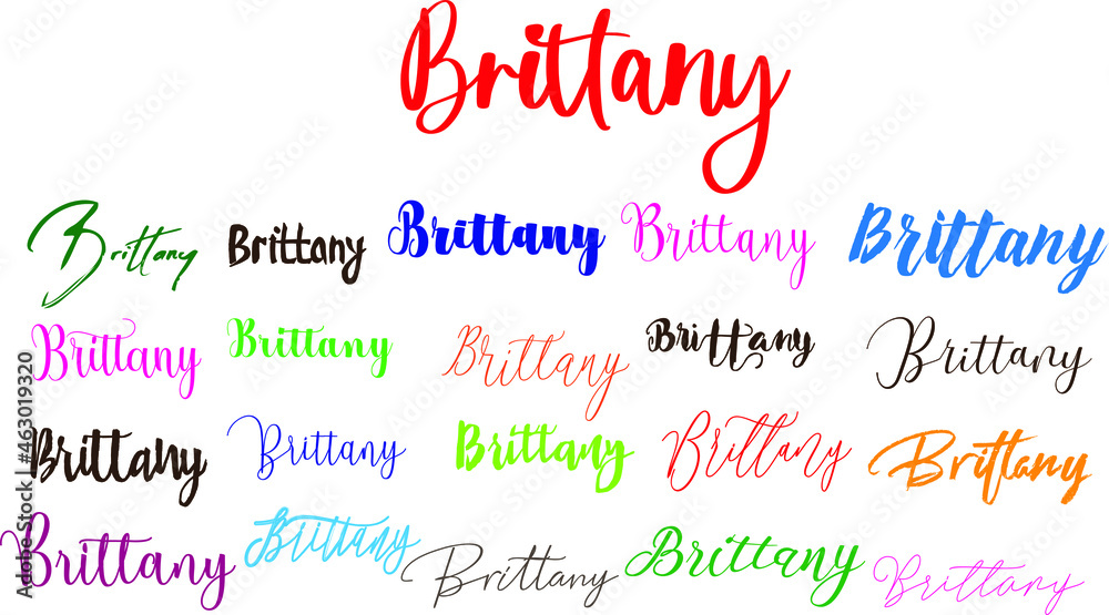 Brittany Girl Name in Multi Fonts Typography Text Brittany Girl Name in Multi Fonts Typography Text