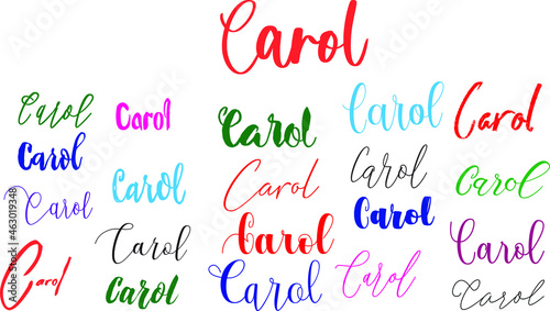 Carol Girl Name in Multi Fonts Typography Text