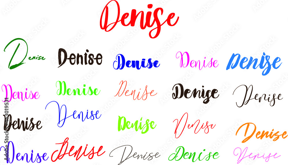 Denise Girl Name in Multi Fonts Typography Text