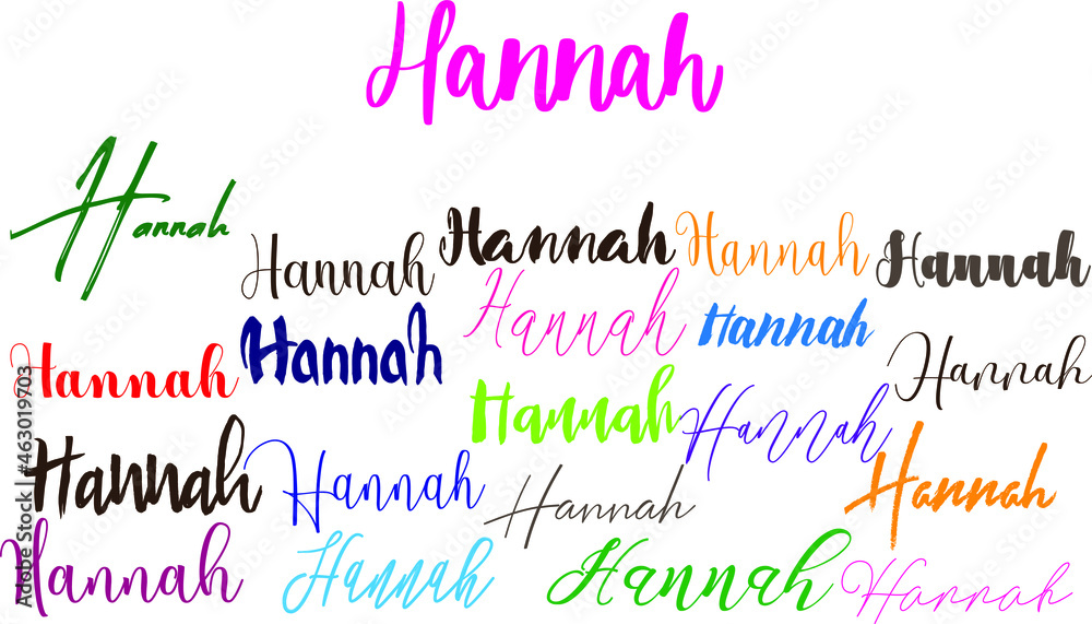 Hannah Baby Girl Name in Multiple Font Styles Typography Text