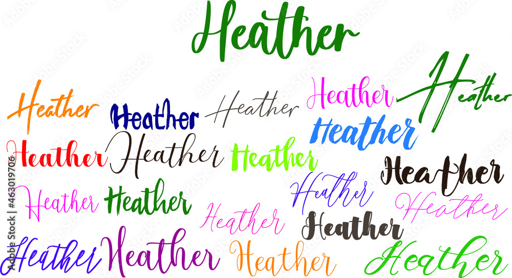 Heather Girl Name in Multi Fonts Typography Text Heather Girl Name in Multi Fonts Typography Text