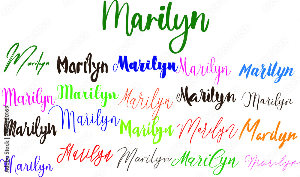 Marilyn Baby Girl Name in Multiple Font Styles Typography Text Marilyn Baby Girl Name in Multiple Font Styles Typography Text