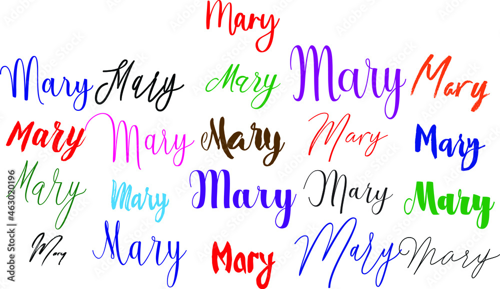 Mary Girl Name in Multiple Font Styles Typography Text Mary Girl Name in Multiple Font Styles Typography Text