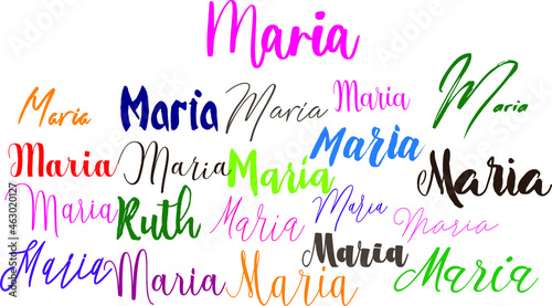 Girl Name Maria in Multiple Font Styles Typography Text