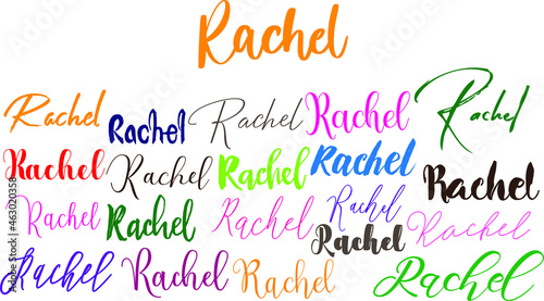 Rachel Baby Girl Name in Multiple Font Styles Typography Text photo