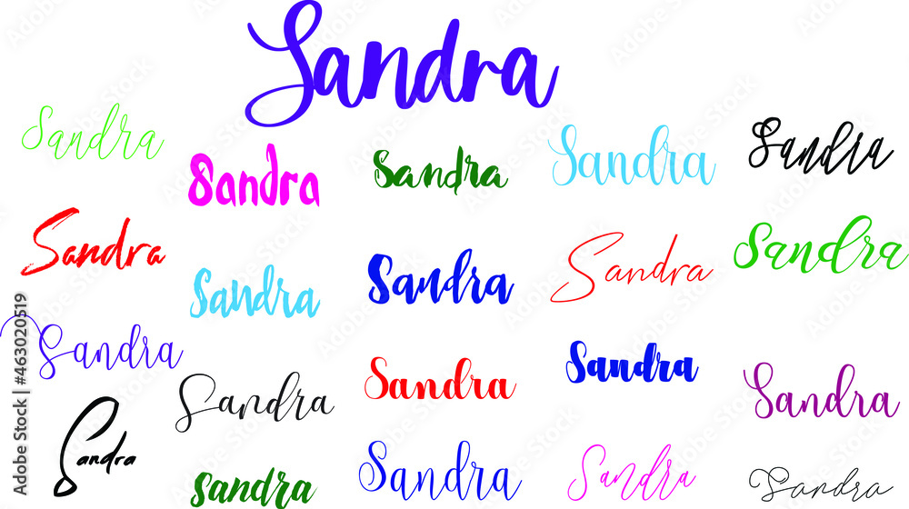 Sandra Baby Girl Name in Multiple Font Styles Typography Text Sandra Baby Girl Name in Multiple Font Styles Typography Text