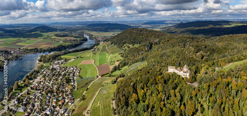 Die Burg Hohenklingen, oberhalb von Stein am Rhein, am Horizont die Hegauberge photo