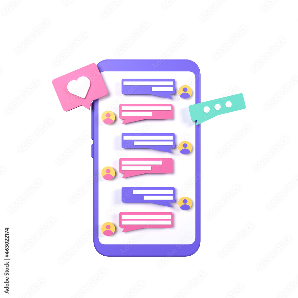 3D Rendering Chatting Concept to Communicate With People Who Are Far Away. 3D Rendering Chatting Concept to Communicate With People Who Are Far Away.