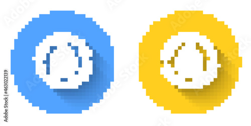 White Recycle clean aqua icon isolated with long shadow background. Drop of water with sign recycling. Circle button. Vector
