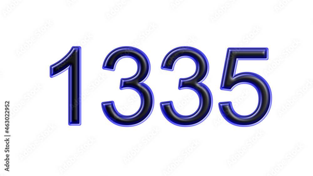 blue 1335 number 3d effect white background blue 1335 number 3d effect white background