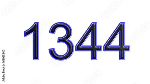 blue 1344 number 3d effect white background