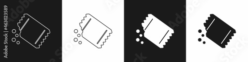 Set Packet of pepper icon isolated on black and white background. Vector
