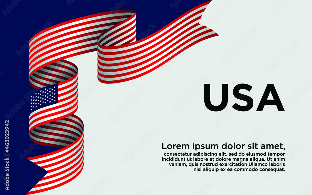 Obraz premium Happy Independence Day. Waving ribbon with Flag of USA, Template for Independence day. logo vector template