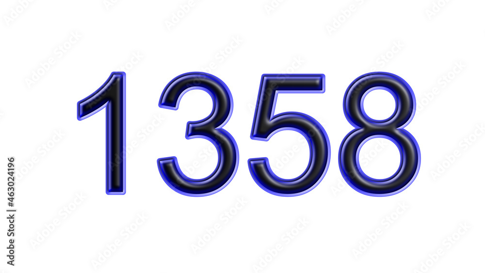 blue 1358 number 3d effect white background blue 1358 number 3d effect white background