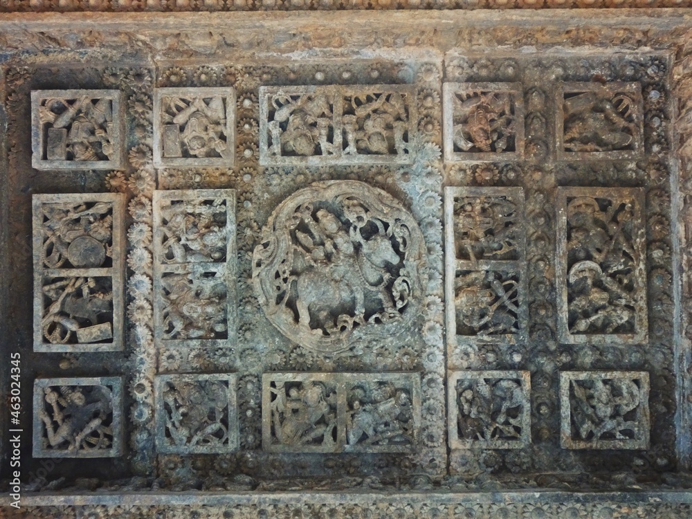 carving at hoysala temple karnataka india