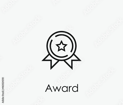 Award vector icon. Editable stroke. Symbol in Line Art Style for Design, Presentation, Website or Apps Elements, Logo. Pixel vector graphics - Vector