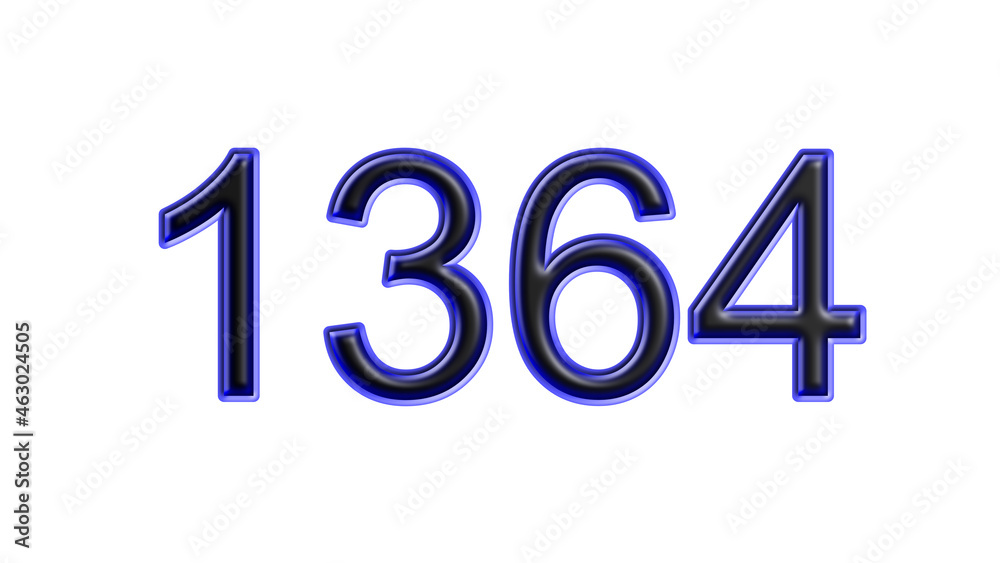 blue 1364 number 3d effect white background blue 1364 number 3d effect white background