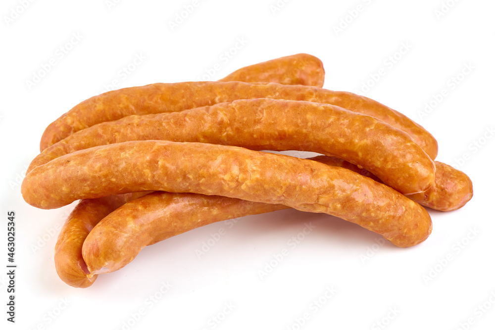 Dried sausages, isolated on white background. High resolution image. Dried sausages, isolated on white background. High resolution image.