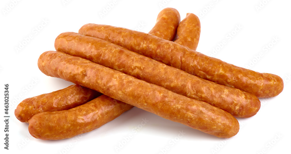 Dried sausages, isolated on white background. High resolution image. Dried sausages, isolated on white background. High resolution image.
