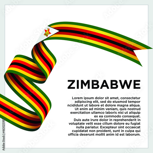Happy Independence Day. Waving ribbon with Flag of Zimbabwe, Template for Independence day. logo vector template