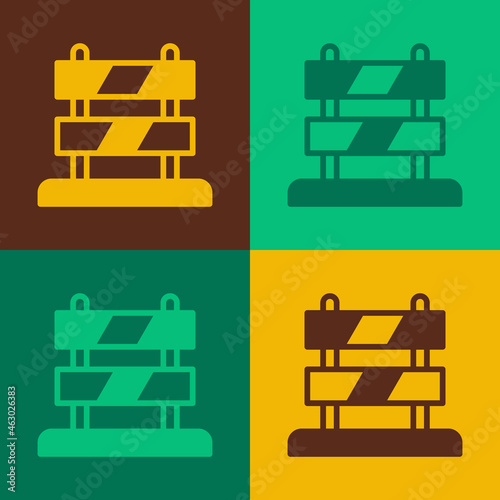 Pop art End of railway tracks icon isolated on color background. Stop sign. Railroad buffer end to destination. Vector