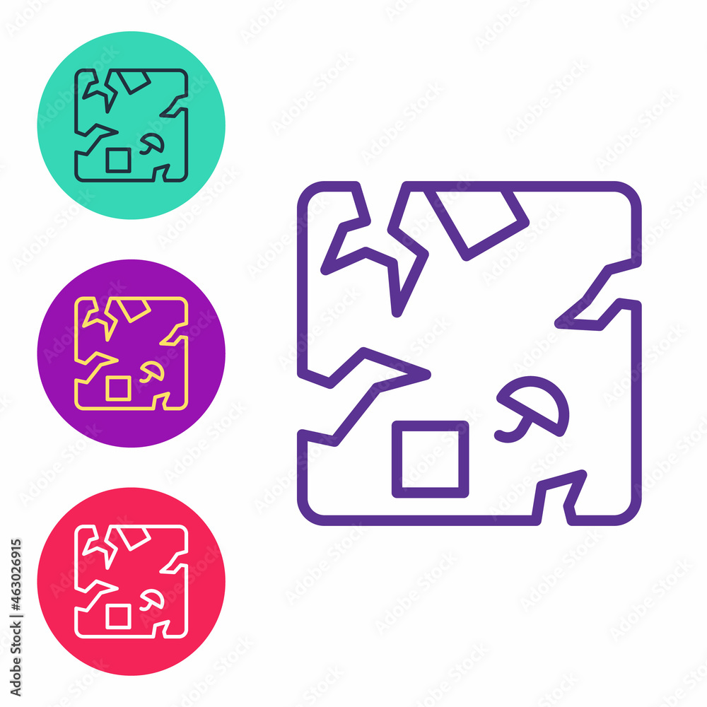 Set line Broken cardboard box icon isolated on white background. Box, package, parcel sign. Delivery and packaging. Set icons colorful. Vector Set line Broken cardboard box icon isolated on white background. Box, package, parcel sign. Delivery and packaging. Set icons colorful. Vector