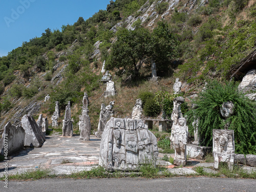 Carrara, Italy - august 2021: Marble Sculptures by Mario Del Sarto, Outdoors in the Public Place of Mortarola in Carrara - Tuscany, Italy photo