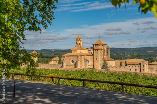 The twelfth century Cistercian monastery of Santa Maria de Poblet, landscape Catalonia. Spain photo