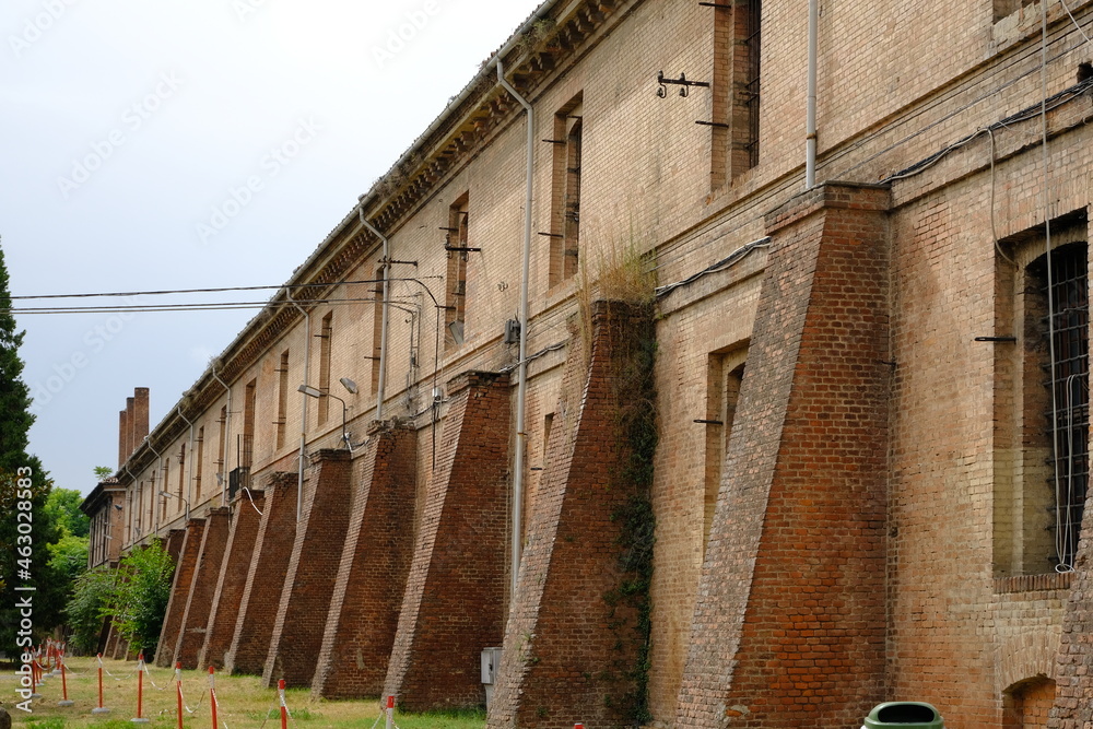 Citadel. Fortress of the Citadel of Alessandria.Brick barracks built for defensive purposes by the Savoy. Alessandria, Piedmont, Italy. Citadel. Fortress of the Citadel of Alessandria.Brick barracks built for defensive purposes by the Savoy. Alessandria, Piedmont, Italy.