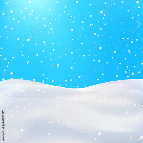 Christmas Winter Background, Snowy Happy New Year Backdrop. Awesome holiday Wallpaper with Snowflakes.
