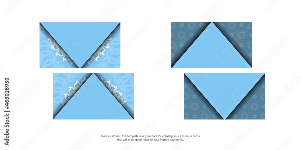 Business card in blue color with luxurious white ornaments for your business. Business card in blue color with luxurious white ornaments for your business.