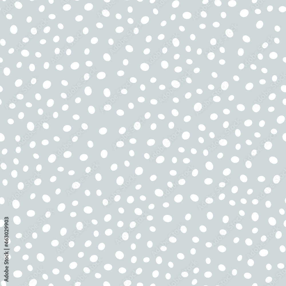 Vector Winter Snowfall Silver Seamless Pattern. Christmas hand drawn white falling snow print on gray background. Abstract New year brush spray texture for print, wrapping paper, fabric, backgrounds