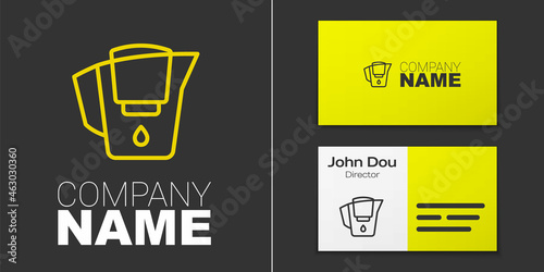 Logotype line Water jug with a filter icon isolated on grey background. Logo design template element. Vector