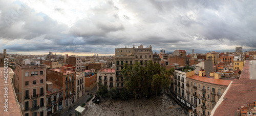 panorama of plaça del sol in Barcelona view from the roofs, vue des toits de Barcelone