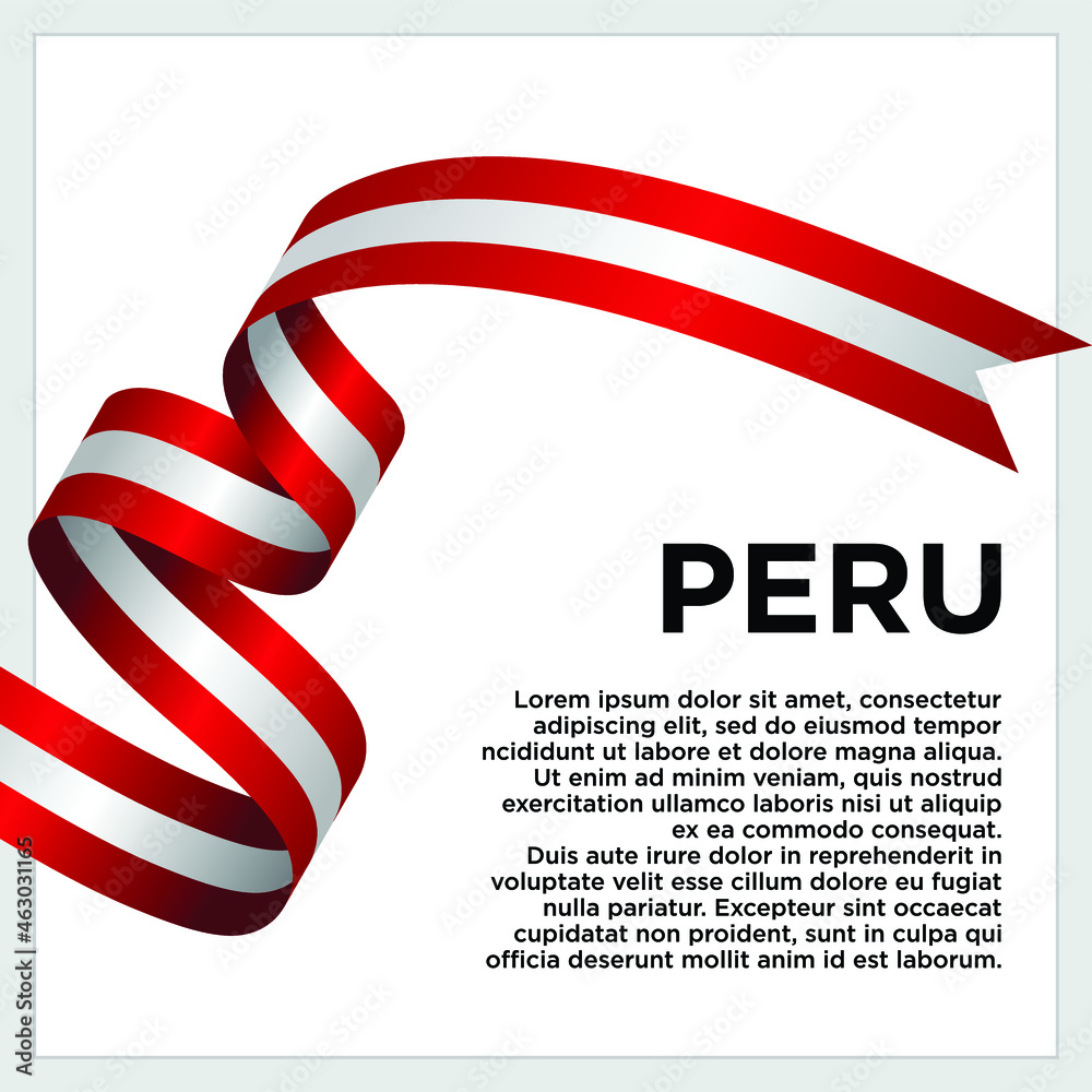 Obraz premium Happy Independence Day. Waving ribbon with Flag of Peru, Template for Independence day. logo vector template