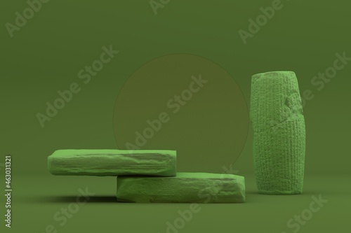 Fototapeta Naklejka Na Ścianę i Meble -  Abstract Podium, Rock Stone Platform Minimal Product Presentatiton, 3D, 3D Render