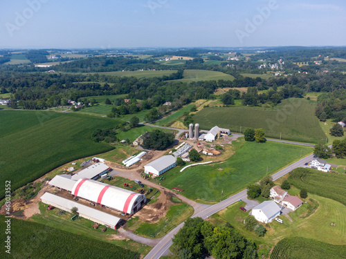 Aerial View of Farm and Fields