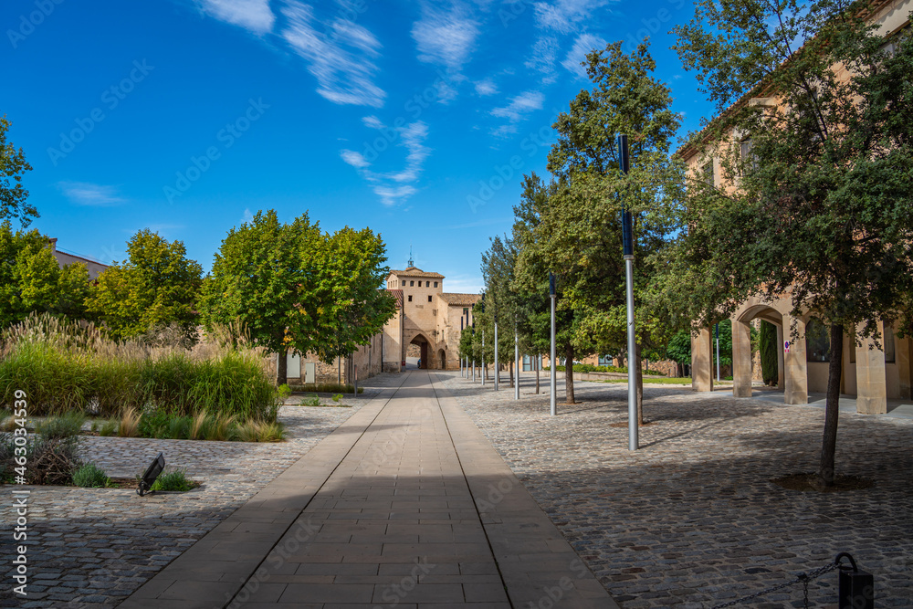 Entrance at the twelfth century Cistercian monastery of Santa Maria de Poblet, Catalonia. Spain