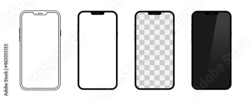 mobile phone mockup vector. smartphone isolated on white background. cellphone frame mock up.