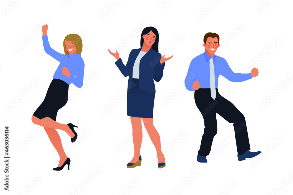 Set of Happy Business Employee People. Modern Flat Vector Illustration. Feeling and Emotion Social Media Concept. Set of Happy Business Employee People. Modern Flat Vector Illustration. Feeling and Emotion Social Media Concept.