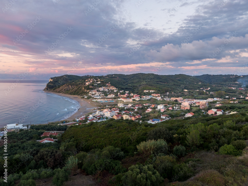 Aerial view of Agios stefanos in corfu , greece