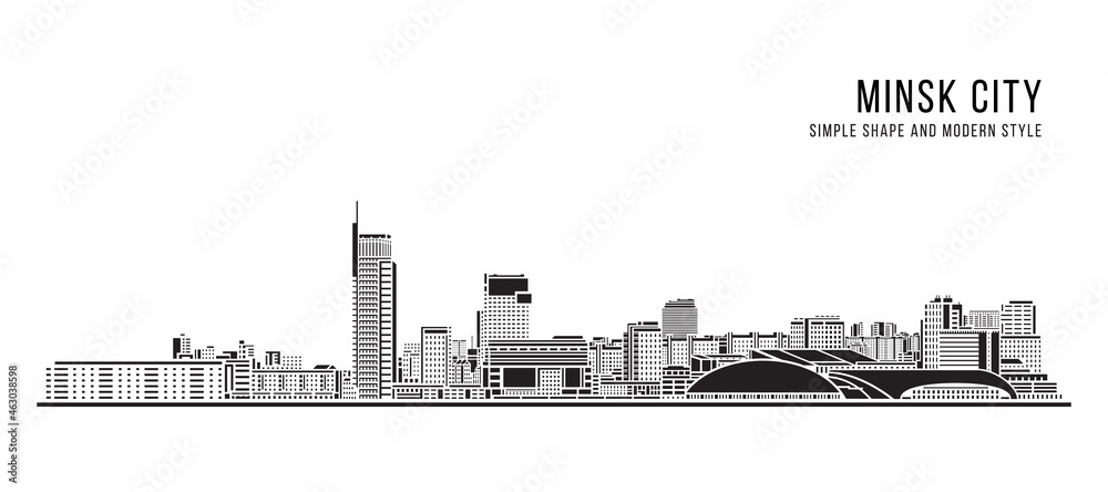 Cityscape Building Abstract Simple shape and modern style art Vector design - Minsk city