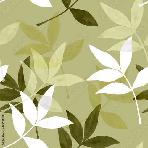 Fototapeta Naklejka Na Ścianę i Meble -  Autumn tree branch.Seamless pattern.Image on a white and colored background.