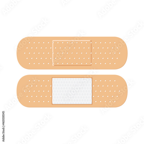 A band-aid is a thin fabric strip on which an adhesive mass is applied. The patch is a dosage form in the form of a plastic mass. Vector illustration isolated on a white background for design and web.