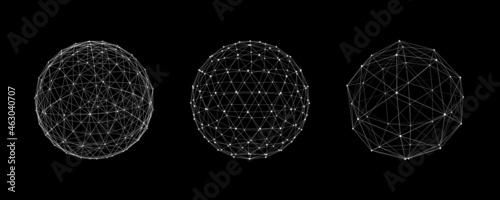 Vector futuristic sphere of particles and lines. Network connection big data. Abstract technology background. photo