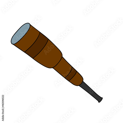 Vector isolated brown wooden pirate spyglass illustration