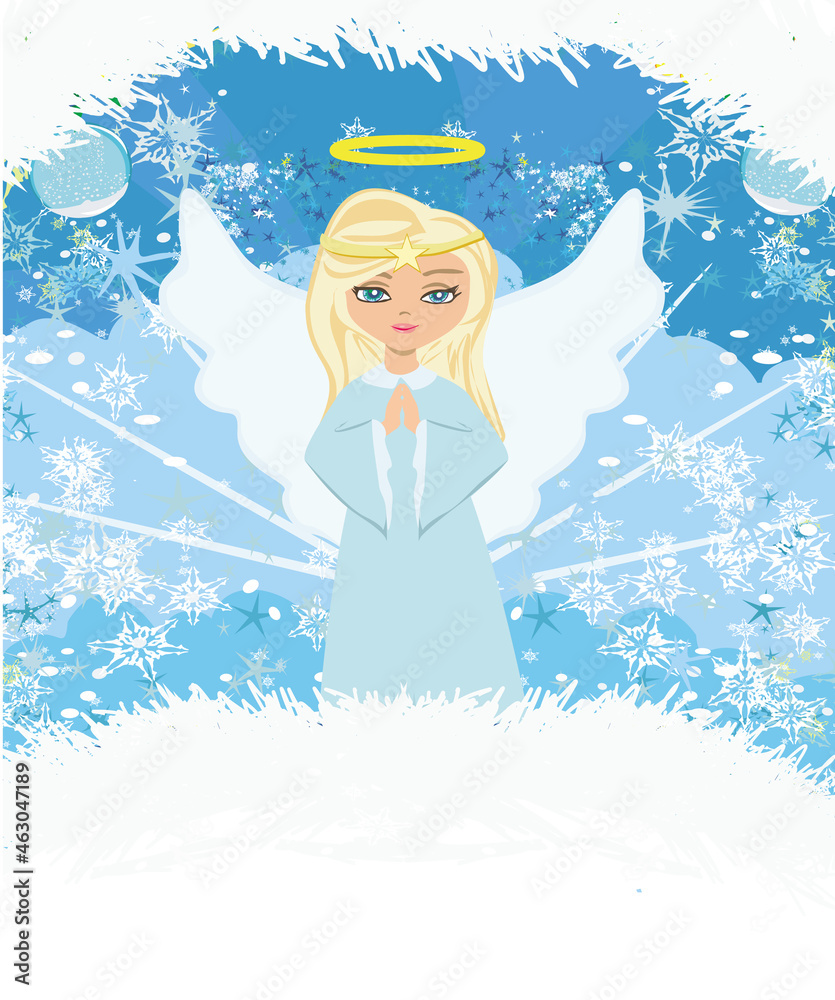 Abstract card with sweet blond angel praying Abstract card with sweet blond angel praying