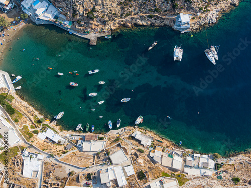 Aerial view on Cheronissos bay and port, Sifnos greek island photo