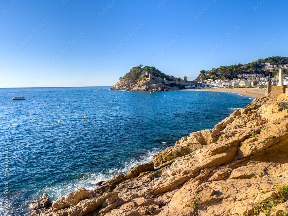 Tossa de Mar Catalan coast fishing village Mediterranean sea turquoise blue water beach tourist Barcelona Europe Spain