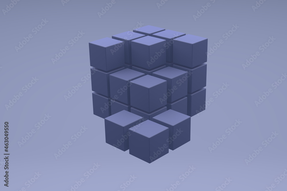 Composition With 3D Cube, 3D Render